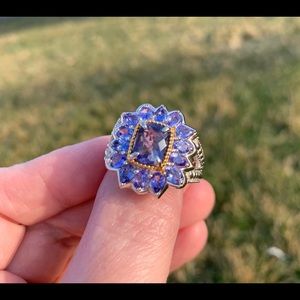 Sterling Silver Iolite and Tanzanite Ring